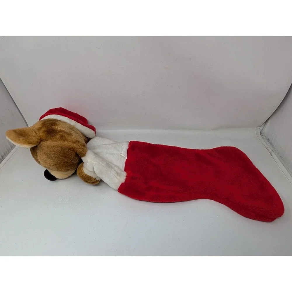 Vintage‎ Jasco Christmas Stocking 3D Plush Bear with Santa Hat Smithy
